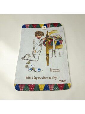 NEW Norman Rockwell Boys Town Fleece Blanket "Now I Lay Me Down To Sleep" Fleece